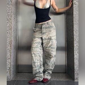 Light Gray and Sage Tiger Stripe Camo Cargo Pants